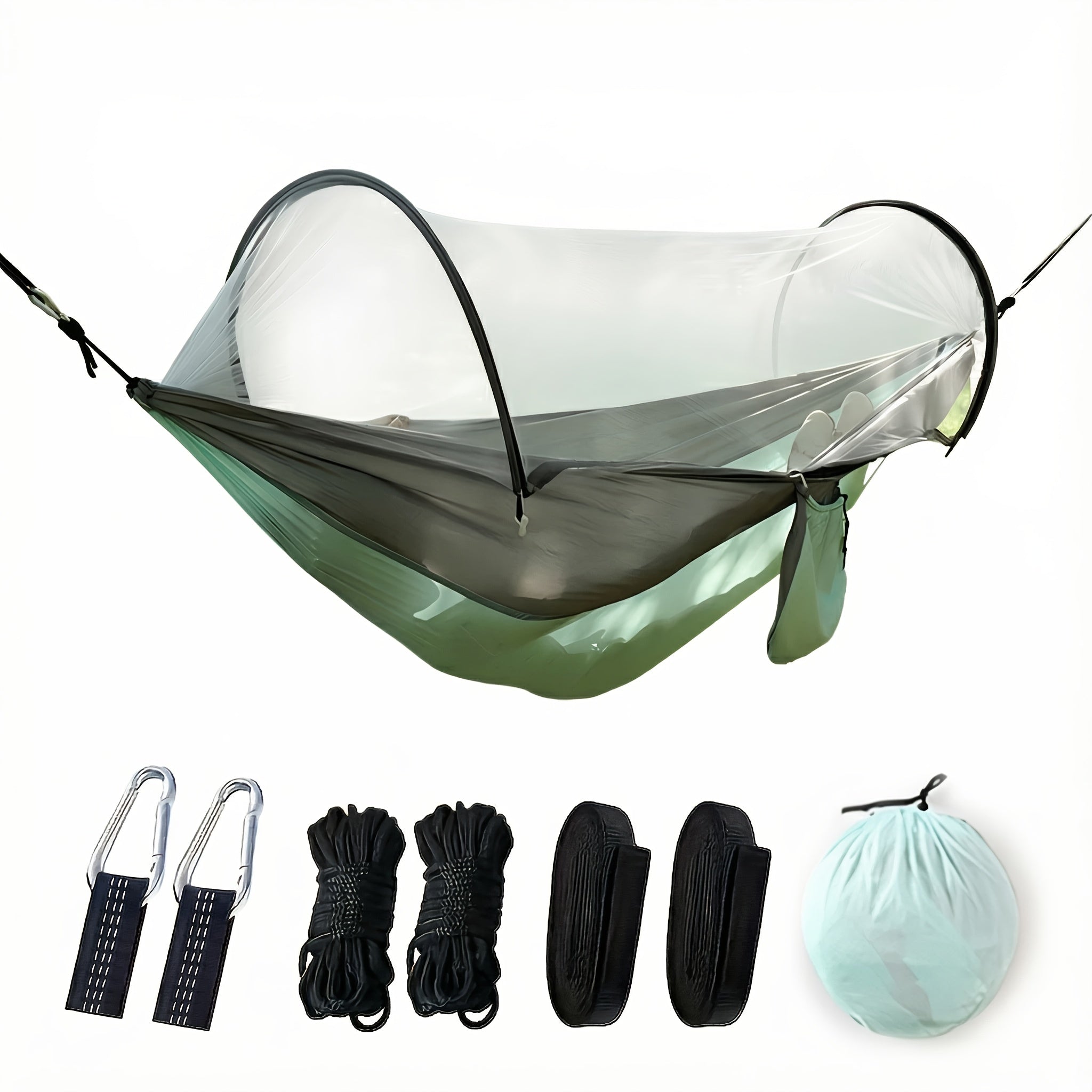 3-in-1 Double Camping Hammock with Mosquito Net and Sun Shade Durable Lightweight Portable for Camping Hiking Backpacking Picnic Garden Patio Park Outdoor Adventures