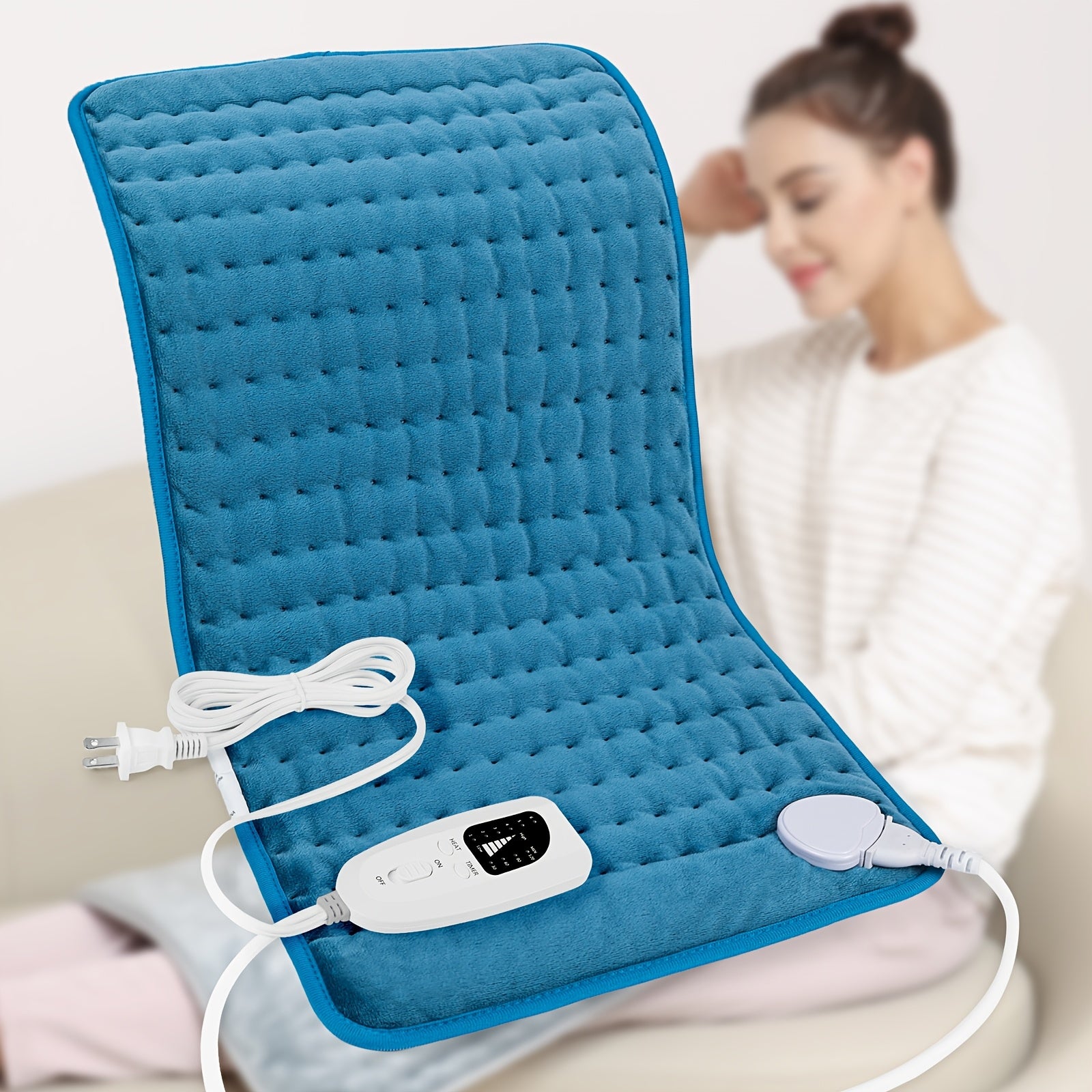 Heating Pad for Back Neck Shoulders 24x12 – Wet & Dry Heat, 6 Levels to 140°F, 4 Timer Settings, Auto Shut-Off, Machine Washable | Soft Flannel Pad for Abdomen, Knee & Leg Pain Relief, Christmas Gift