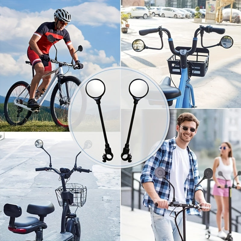 Bicycle Rearview Mirror with Built-In Bell – 360° Rotatable Handlebar Mount, Wide-Angle Convex Lens & Shatterproof Glass for Road & Mountain Bikes, Single or 4pcs Set