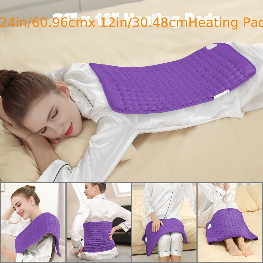 Heating Pad for Back Neck Shoulders 24x12 – Wet & Dry Heat, 6 Levels to 140°F, 4 Timer Settings, Auto Shut-Off, Machine Washable | Soft Flannel Pad for Abdomen, Knee & Leg Pain Relief, Christmas Gift