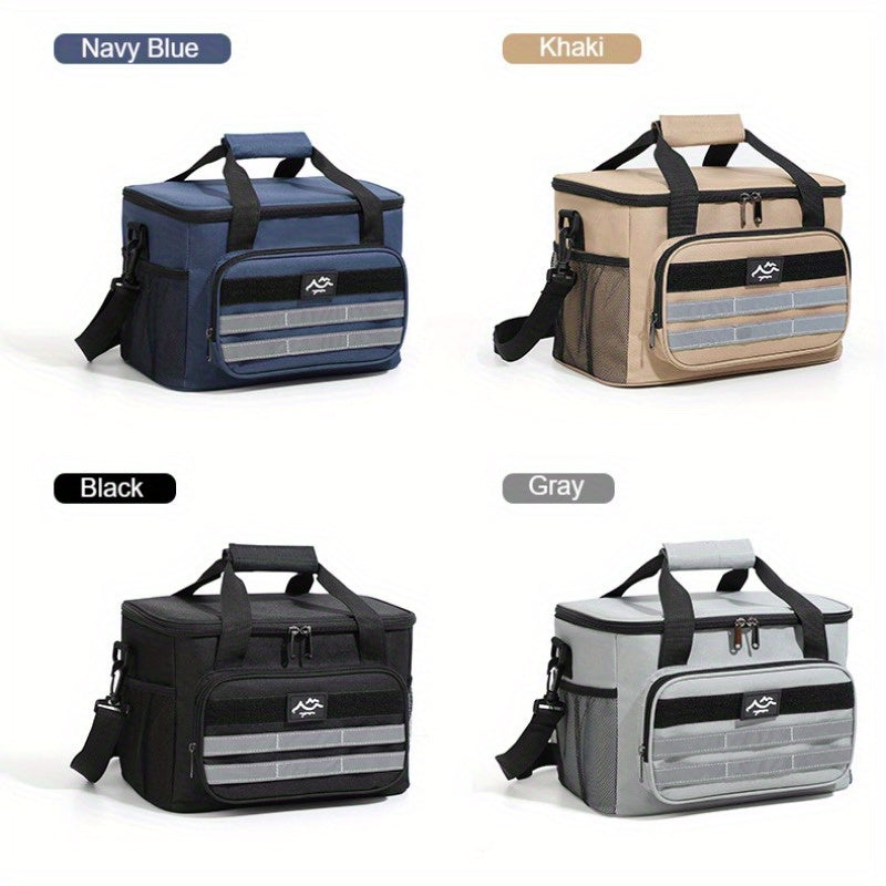 Large Capacity Insulated Cooler Bag Picnic Bag – Portable Crossbody Refrigerated Lunch Bag with Foil Storage Bags for Outdoor Camping Travel Black Grey Navy Khaki