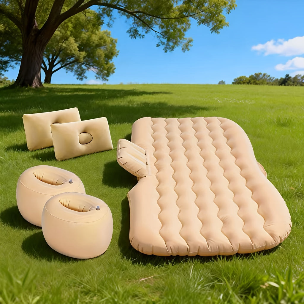Inflatable Car Mattress Portable Backseat Sleeping Bed PVC Travel Cushion for SUV Truck Camping Picnic Road Trip Outdoor Rest Blue Black Beige Gray