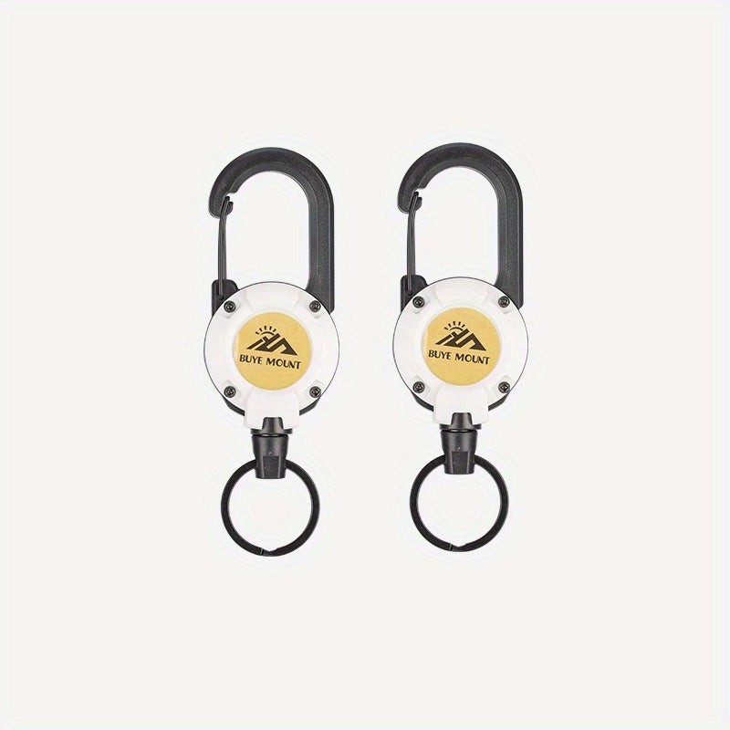 Tactical Retractable Keychain Set with Compass Multi-Tool Badge Clip Heavy Duty Steel Wire Rope Lanyard for Camping Hiking Fishing EDC