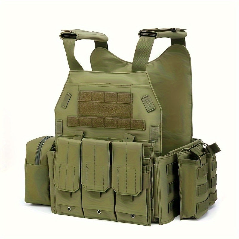 Tactical MOLLE Vest 6094 Multi-Functional Plate Carrier for Men - Outdoor Combat Training CS Airsoft Paintball Hunting Vest - Adjustable Military Green Black Army Green Brown Mud Color