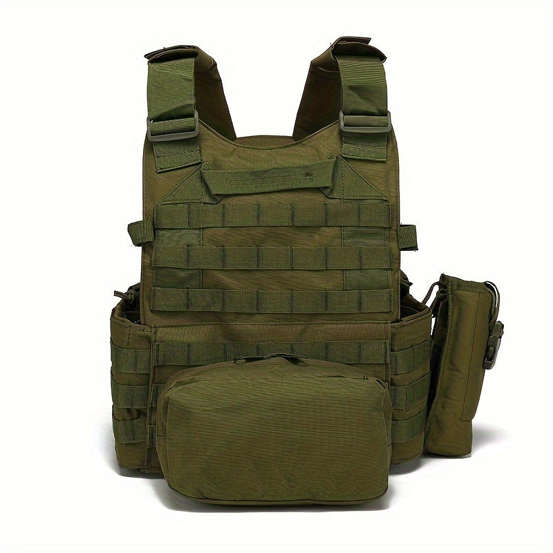 Tactical MOLLE Vest 6094 Multi-Functional Plate Carrier for Men - Outdoor Combat Training CS Airsoft Paintball Hunting Vest - Adjustable Military Green Black Army Green Brown Mud Color