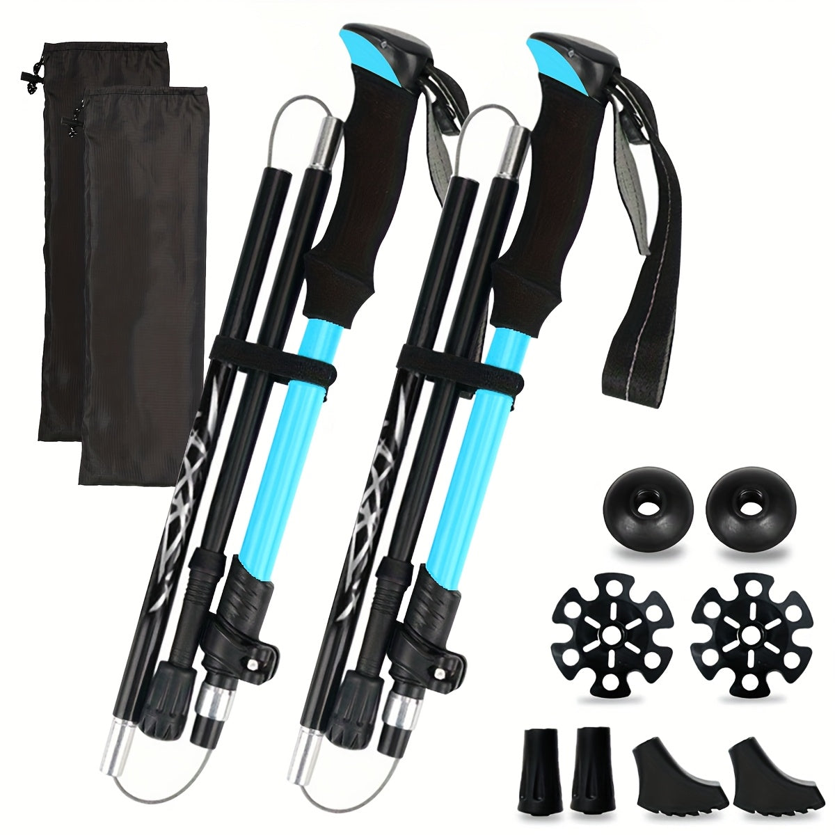 Foldable Trekking Poles 2 Pack with Carrying Case – Lightweight Aluminum Alloy Hiking Sticks, Quick-Lock, Ergonomic Non-Slip Grips for Men & Women Camping Travel, 7 Colors