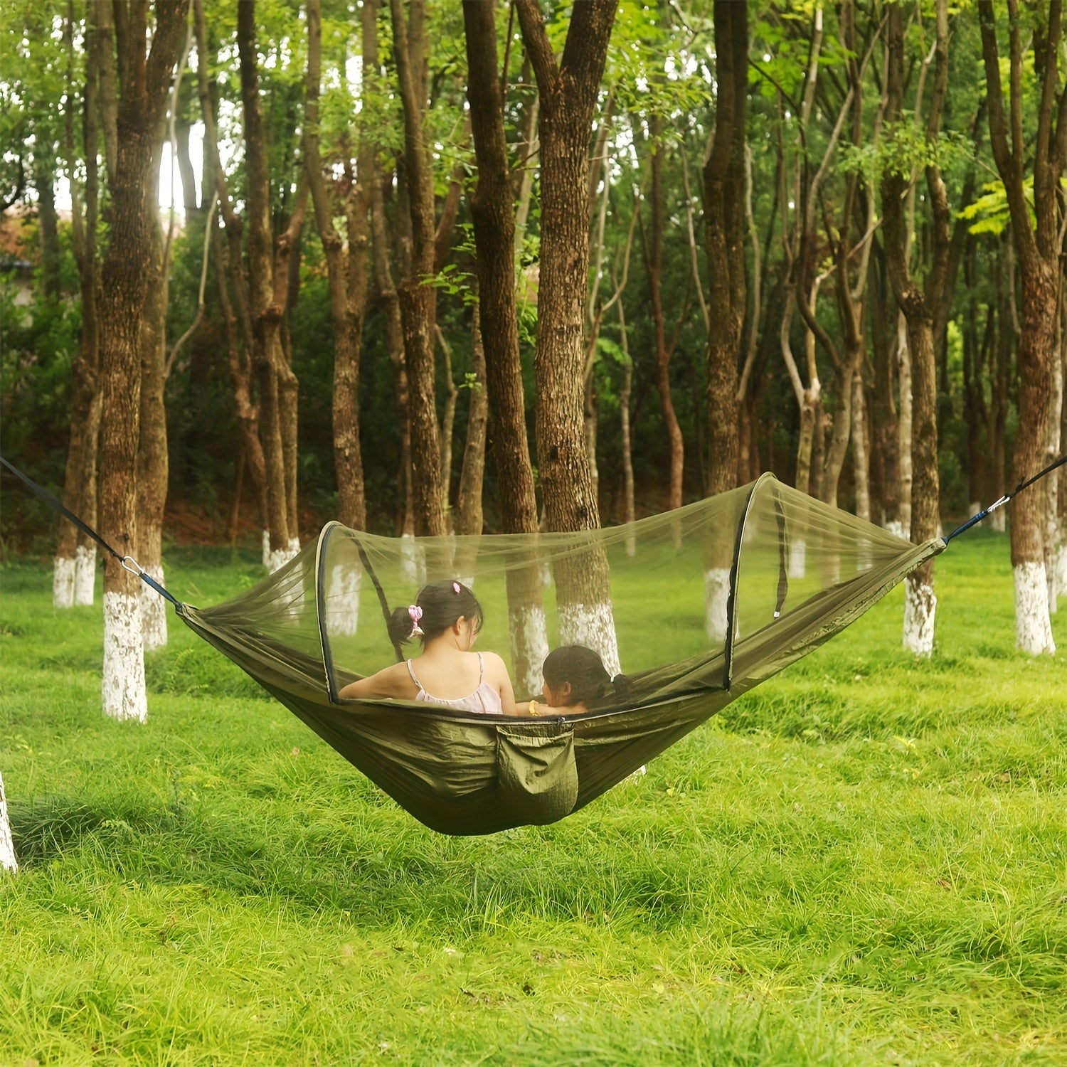 3-in-1 Double Camping Hammock with Mosquito Net and Sun Shade Durable Lightweight Portable for Camping Hiking Backpacking Picnic Garden Patio Park Outdoor Adventures