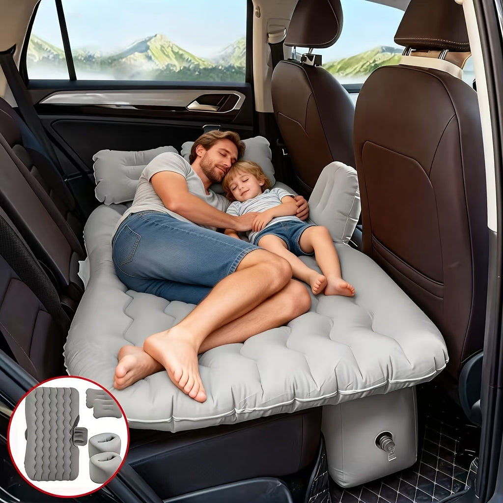 Inflatable Car Mattress Portable Backseat Sleeping Bed PVC Travel Cushion for SUV Truck Camping Picnic Road Trip Outdoor Rest Blue Black Beige Gray