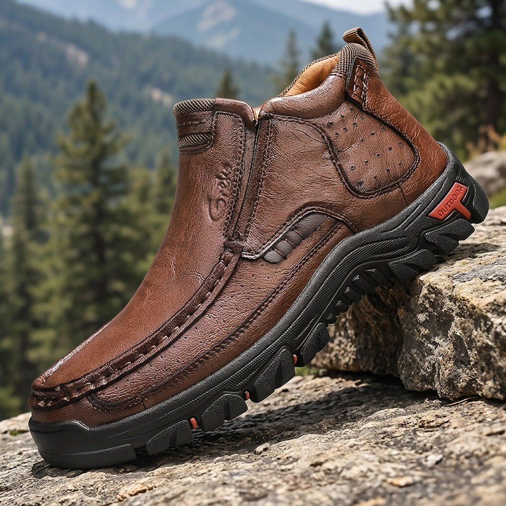 Men’s Slip-On Ankle Boots – Hand-Stitched Moccasin Chukka Non-Slip Outdoor Hiking & Driving Loafers | Black, Khaki, Brown | US 3.5–12.5