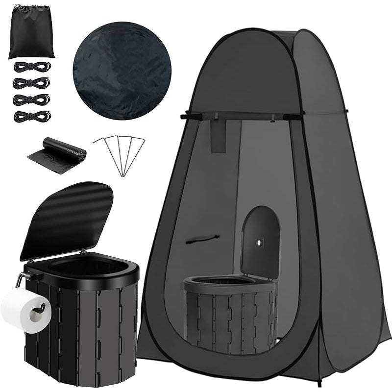 Portable Camping Toilet with Privacy Tent Pop Up Potty Shelter 12 Toilet Bags for Adults Outdoor Camping Travel Changing Shower