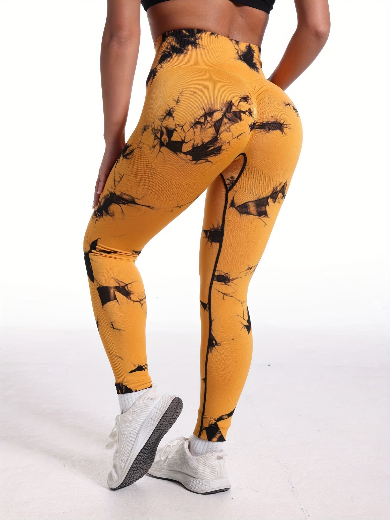 Tie Dye Yoga Pants 5-Pack for Women High Waist Tummy Control Peach Lift Leggings – 4-Way Stretch Running Tights Fitness Workout Pants Squat Proof Non-See-Through Polyamide Leggings S M L XL Multi-Color Sets