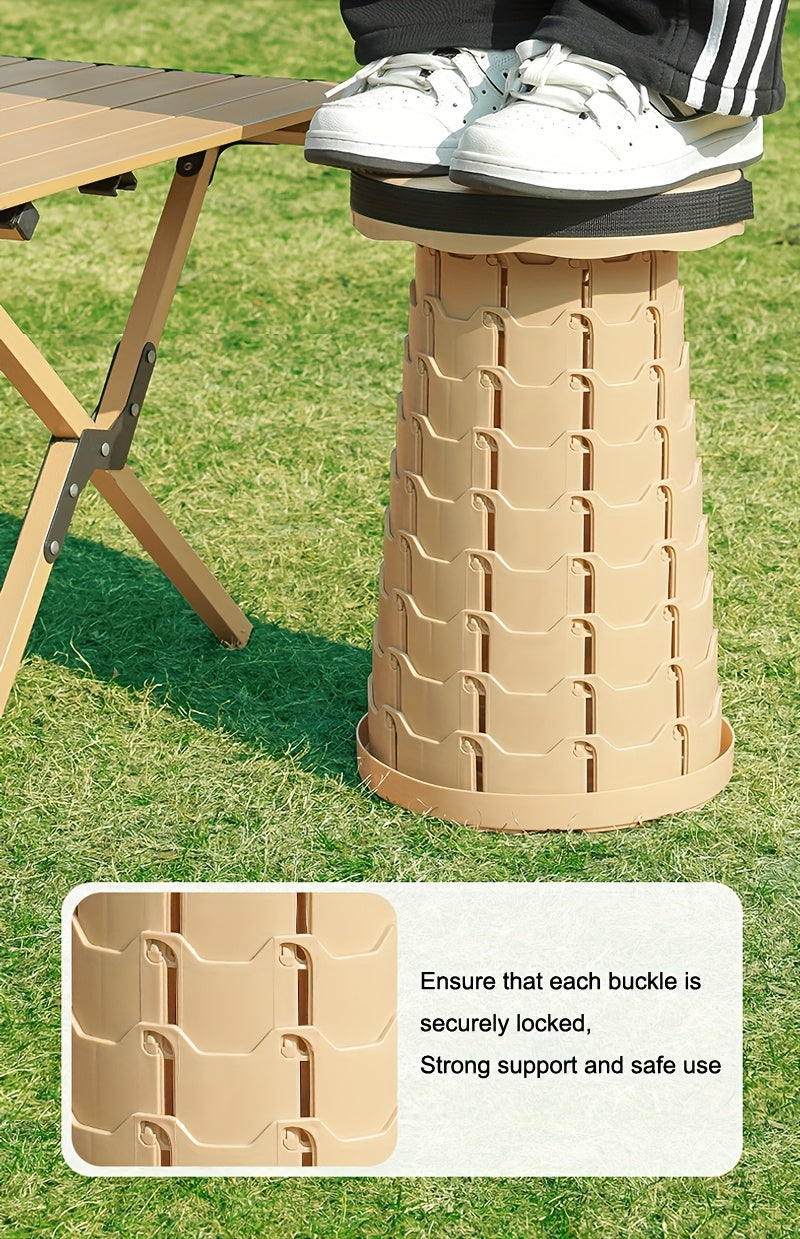 2PCS Collapsible Folding Stool 400 Lbs Capacity – Portable Telescoping Stair Chair, Lightweight Retractable Seat for Camping, Fishing, Hiking, Kitchen & Outdoors