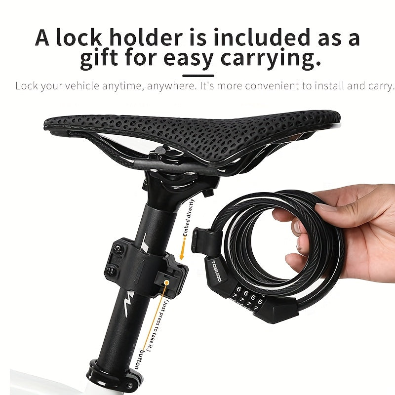 Bike Lock 4-Digit Combination Cable Lock Aluminum Alloy Anti-Theft Steel Cable – Portable Bicycle Lock for Mountain Road Gravel E-Bike & Scooter