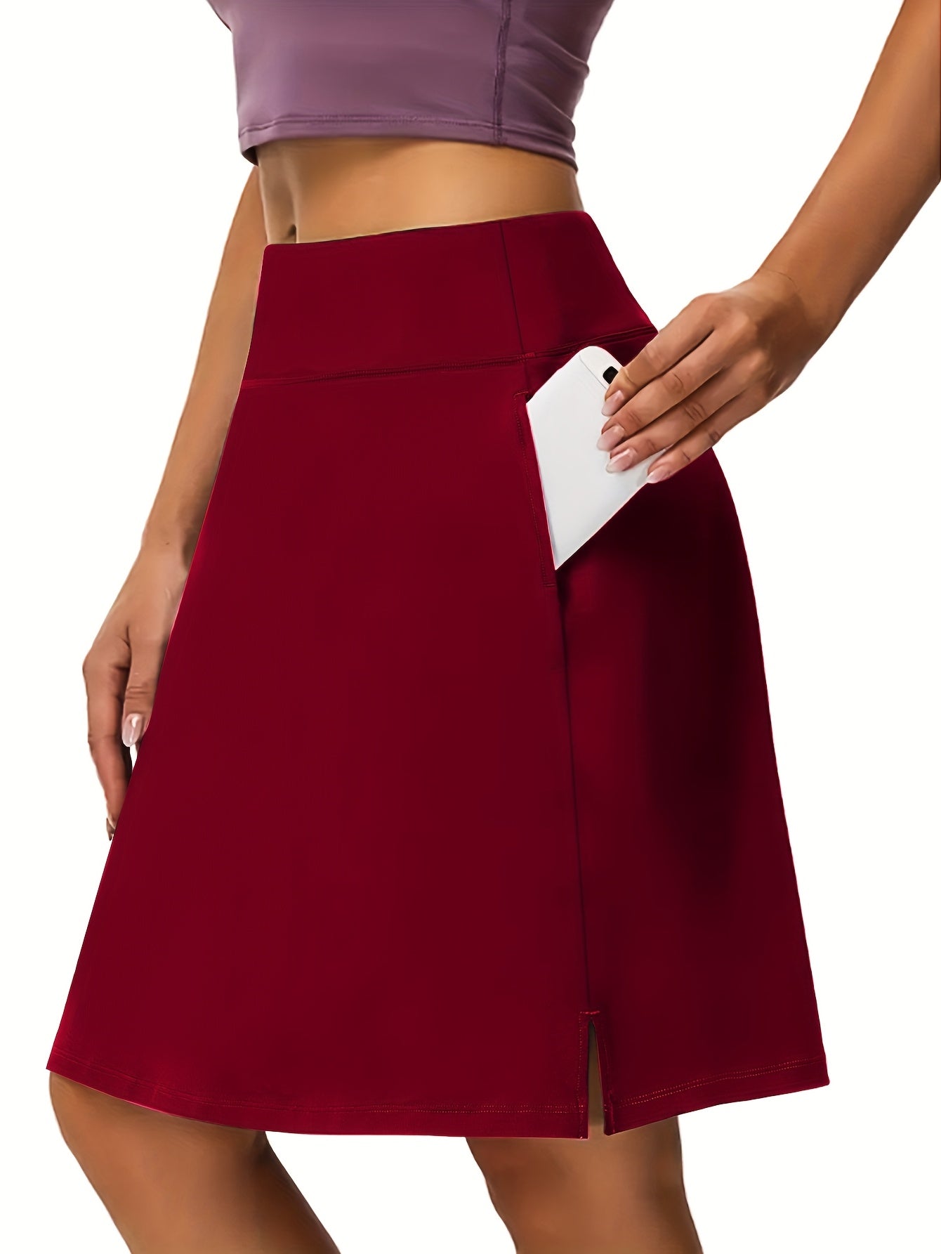 Women's Knee-Length Skort 20-Inch High Waist with 5 Pockets Built-In Shorts Long Athletic Skirt for Tennis Golf Workout Casual Wear S-XXL