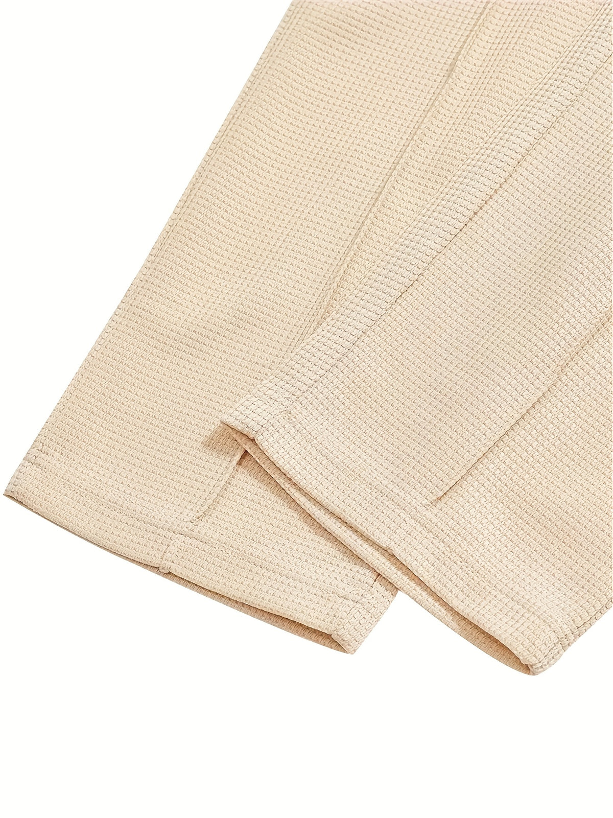 Men's Waffle Long Sleeve Set – 2-Piece Sports & Leisure Tracksuit with Pants, Breathable Polyester Knit, Regular Fit for Spring Autumn Daily Wear, M-XXXL