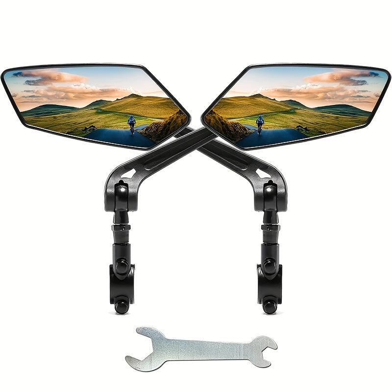 Bike Mirrors 2-Pack HD Rearview – 360° Adjustable & Foldable Handlebar Mirrors for Bicycle, Ebike, Motorcycle & Scooter | Scratch-Resistant HD Glass, High-Speed Stable, Easy Install