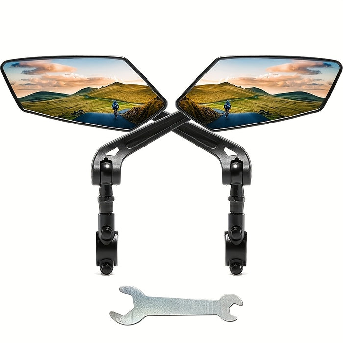 Bike Mirrors 2-Pack HD Rearview – 360° Adjustable & Foldable Handlebar Mirrors for Bicycle, Ebike, Motorcycle & Scooter | Scratch-Resistant HD Glass, High-Speed Stable, Easy Install