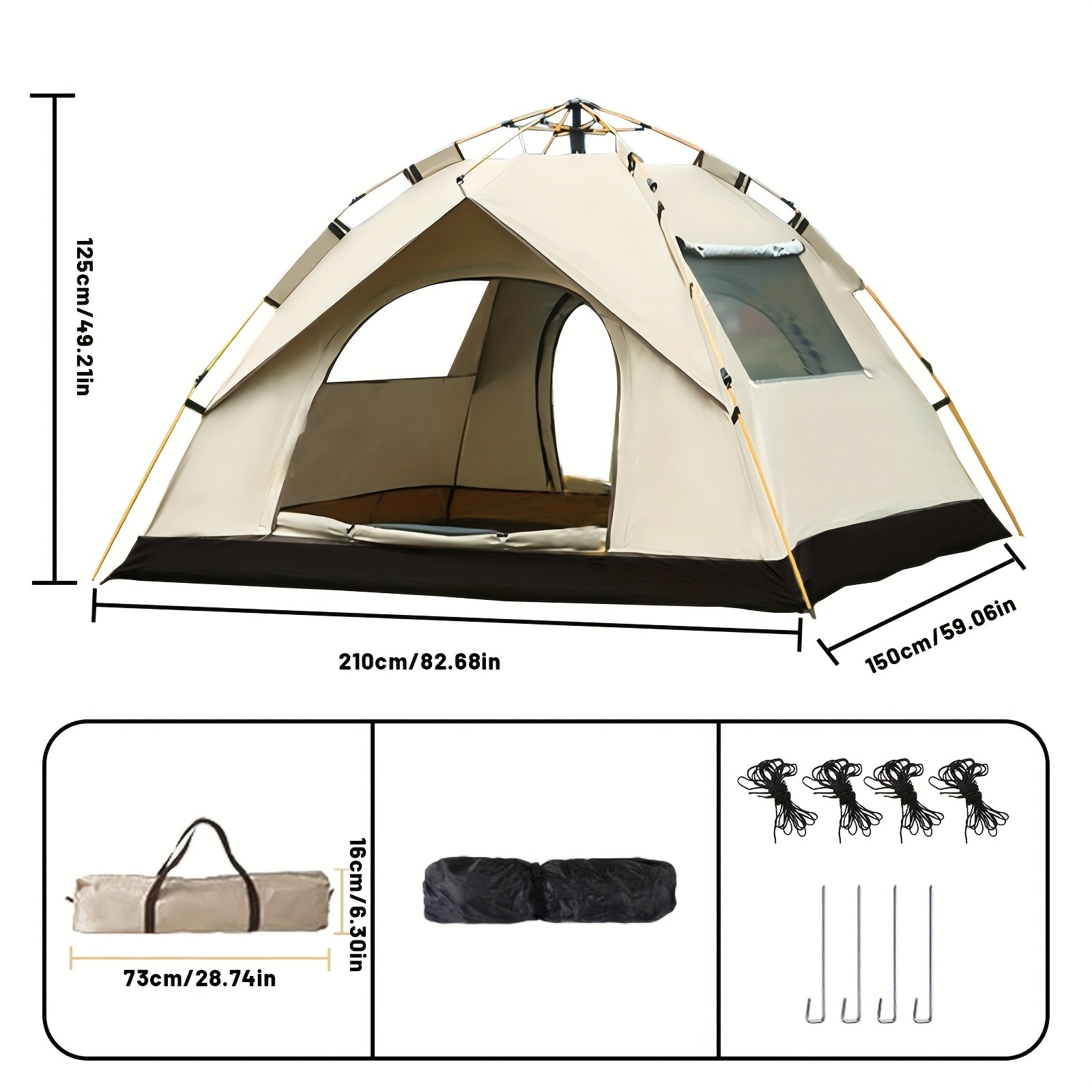 Pop Up Camping Tent Instant Setup 1-3 & 3-4 Person All Season Windproof Lightweight Tent Dual Doors Mesh Windows Hiking Backpacking Outdoor Gear