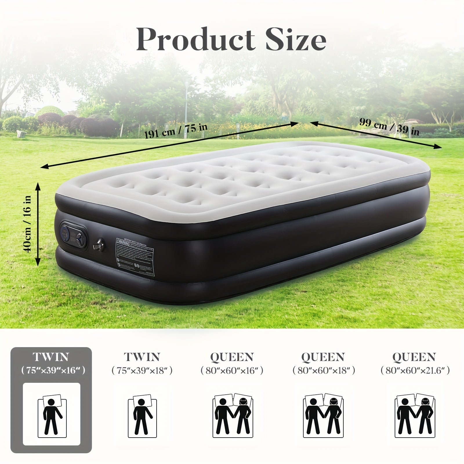 Camping Air Mattress with Pump – Honeycomb Anti-Deformation PVC Inflatable Sleeping Pad, Soft Flocking Top, 2-Person Camp Bed for Backpacking Hiking Outdoor Adventures, Multiple Sizes