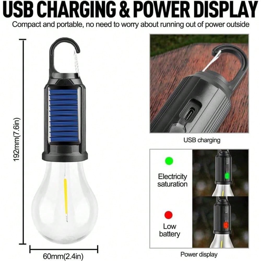 Solar Camping Lights Vintage LED Hanging Hook Lamp IP65 Waterproof Ambient Light for Tent Outdoor Indoor 2 4 8 Pack