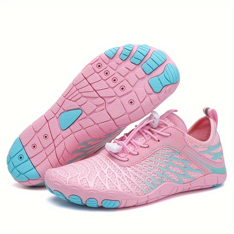 Quick-Dry Water Shoes for Women & Men – Lightweight Non-Slip Aqua Shoes for Beach Swimming Yoga Wading Kayaking, Soft Slip-On Athletic Footwear, Pink Black White, Sizes US 6-10.5