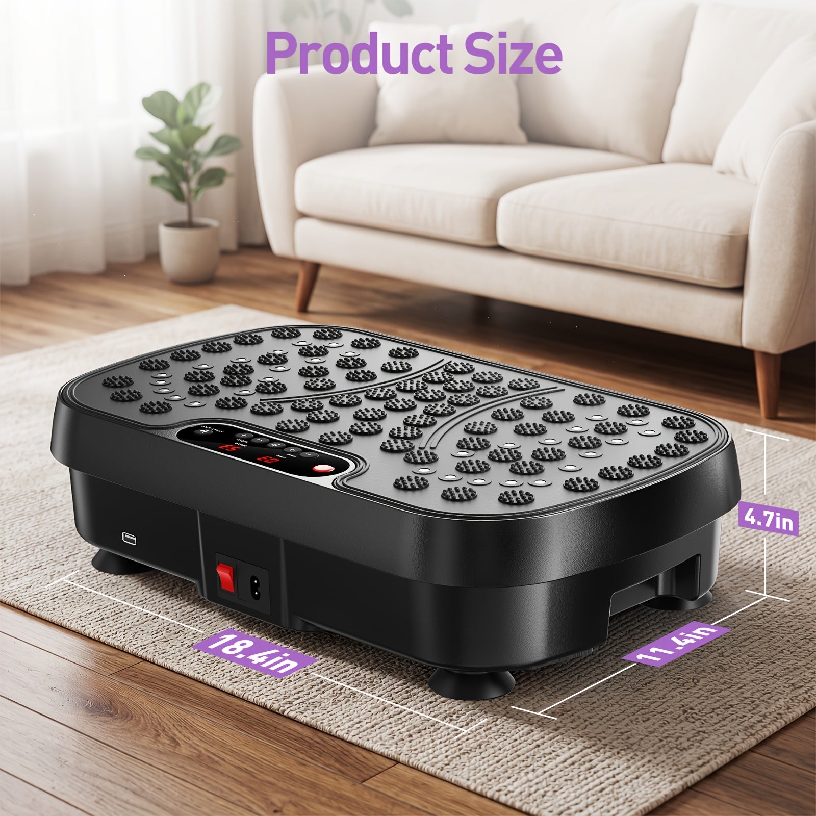 Vibration Plate Whole Body Workout Machine – Silent Motor Adjustable Speed Lymphatic Drainage Fitness Platform Home Gym White Black