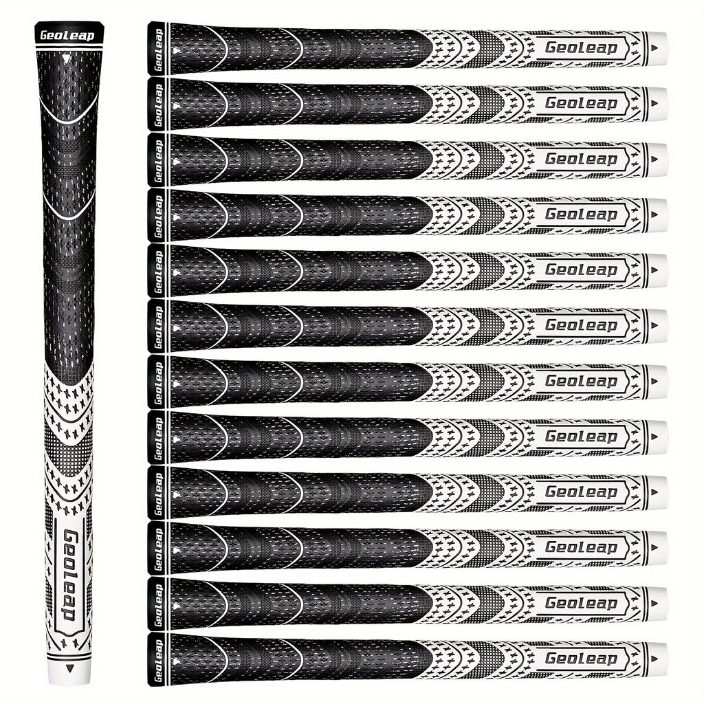 Geoleap Golf Grips Set of 13 Cord Rubber Compound Hybrid – All Weather Golf Club Grips Standard Midsize 8 Colors