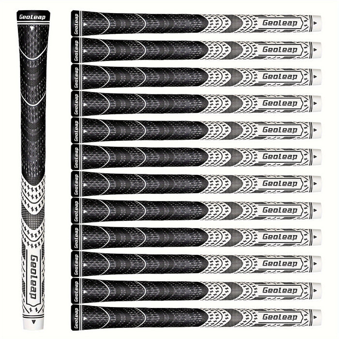 Geoleap Golf Grips Set of 13 Cord Rubber Compound Hybrid – All Weather Golf Club Grips Standard Midsize 8 Colors