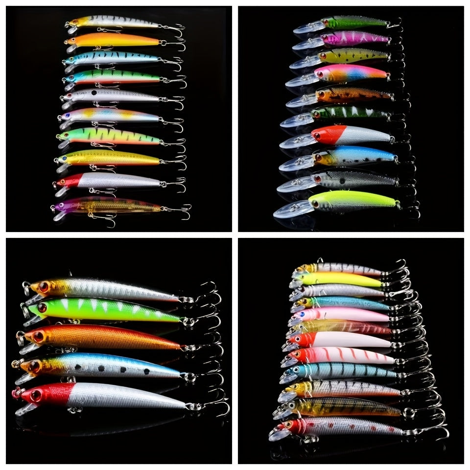 Bionic Minnow Fishing Lure Set 5pcs Hard Artificial Lures Random Color Patterns for Saltwater and Freshwater Bass Trout Pike Fishing Tackle Gift for Anglers