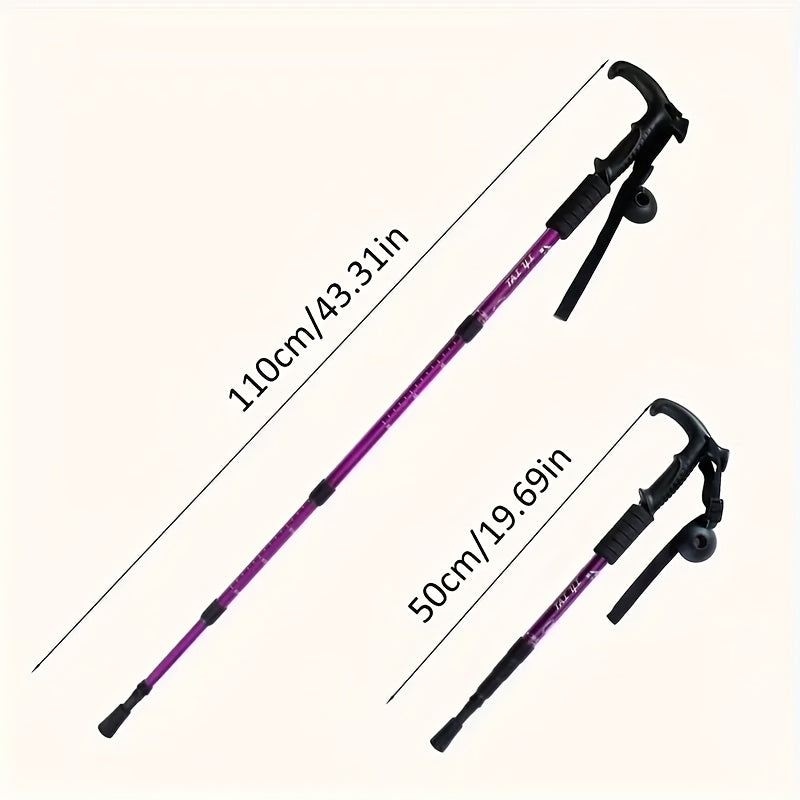 Hiking Pole Adjustable Lightweight Aluminum Alloy Shock Absorbing Ergonomic T-Handle Trekking Walking Stick for Hiking Camping Exploration