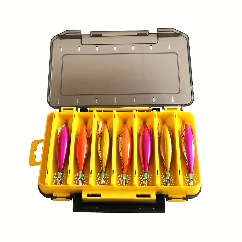 Fishing Lure Tackle Box Dual-Sided 14 Compartments – Portable ABS Lure Organizer for Minnow Pencil Squid Crankbait Hard Baits Freshwater Saltwater – Tangerine & Blue