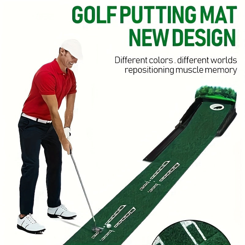 Golf Putting Mat with Automatic Ball Return System – 3/5/7ft Professional Putting Green, Ball Collector & Putting Tracks | Indoor & Outdoor Golf Training Aid for Skill Improvement