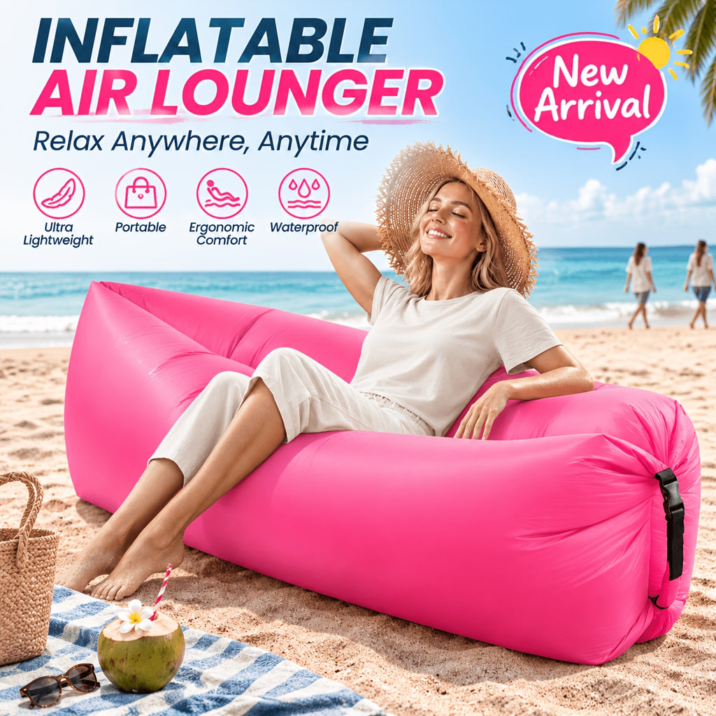 Inflatable Lounger Sofa Bed 1-Person Portable Foldable Air Cushion with Storage Bag for Camping Beach Outdoor Relaxation 6 Colors