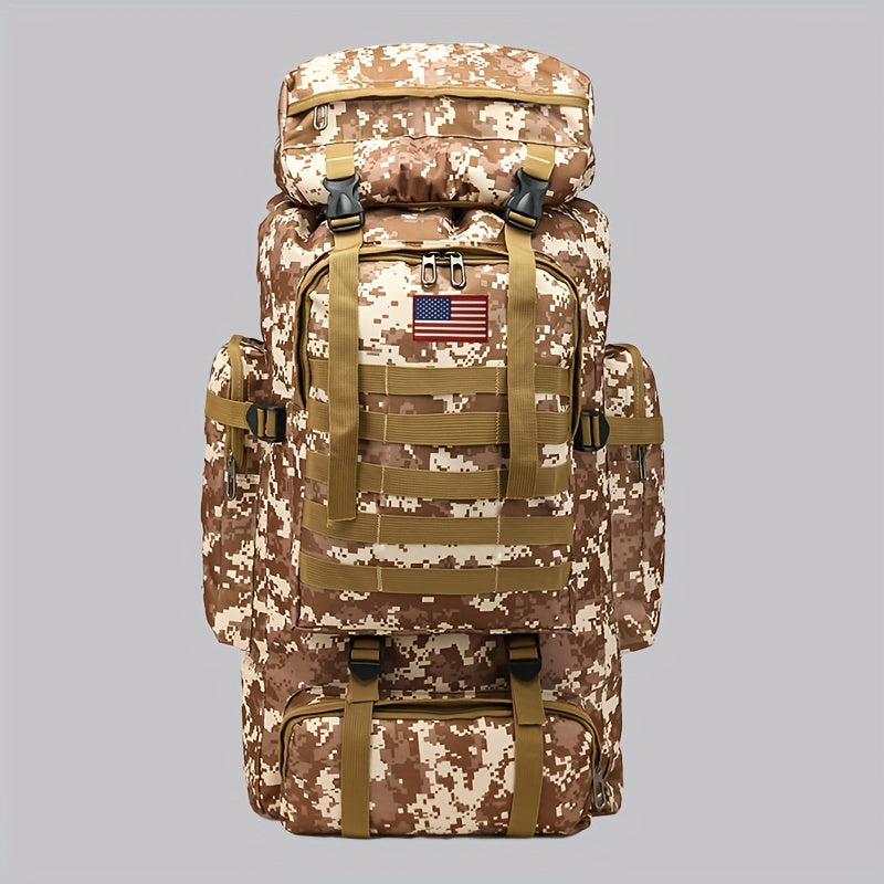 Tactical Hiking Backpack 80L Large Capacity – 3-Day Assault Pack, Molle System, Oxford Fabric, Unisex for Hiking, Camping, Hunting & Travel | Black, Camo, Desert, Gray, Khaki, Green