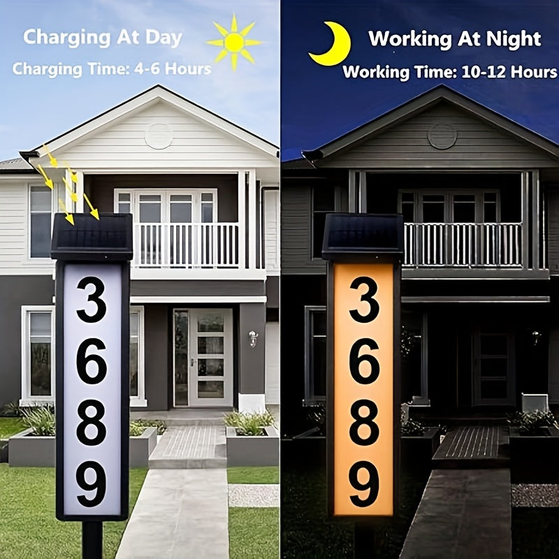 Solar House Number Light Outdoor - Ground Stake Lawn Lamp, No Wiring, Auto Night Lighting, IP44 Waterproof Address Plaque Light for Home, Mailbox, Driveway & Commercial - 1 Pack / 2 Pack
