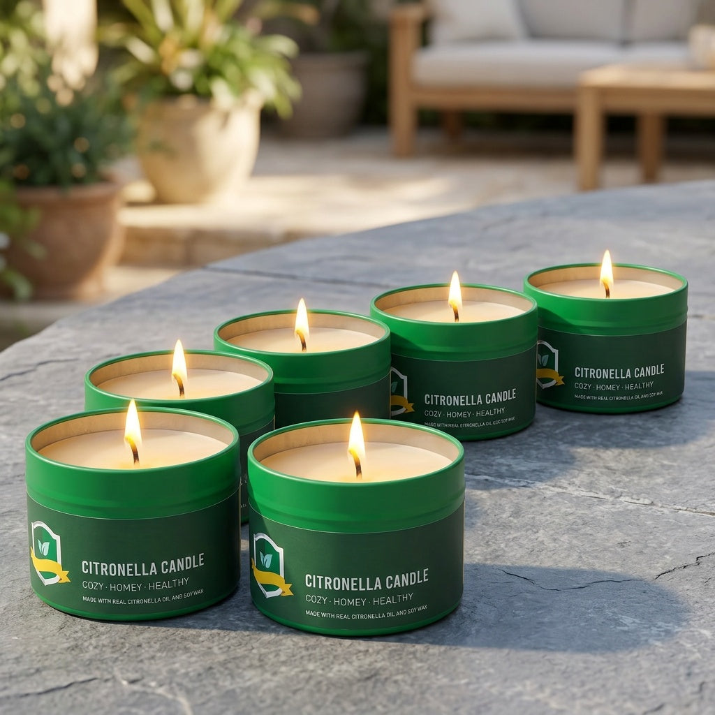 Citronella Candles Outdoor 6 Pack 4.4 oz 150 Hours Burn Time Mosquito Repellent Candles for Patio Camping BBQ Garden Yard Party