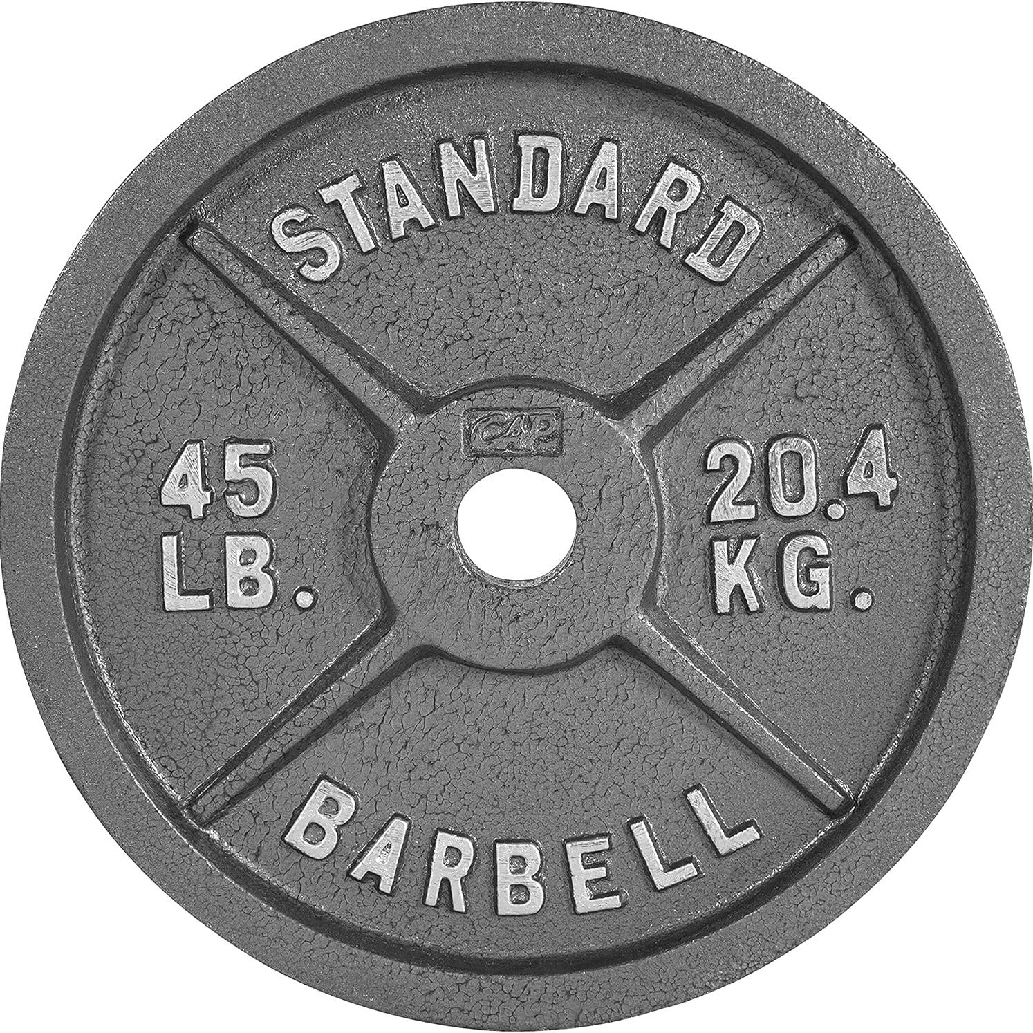 CAPHAUS 2-Inch Solid Cast Iron Weight Plates for Strength Training Weightlifting Bodybuilding Powerlifting - Grey Baked Enamel Barbell Plates 2.5LB 5LB 10LB 25LB 35LB 45LB 100LB Single & Sets