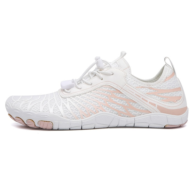 Women's Barefoot Shoes Wide Toe Box Non-Slip Breathable Lightweight - Water Shoes for Beach Pool Swim Hiking Walking, Sizes US 6-11, White Black Pink