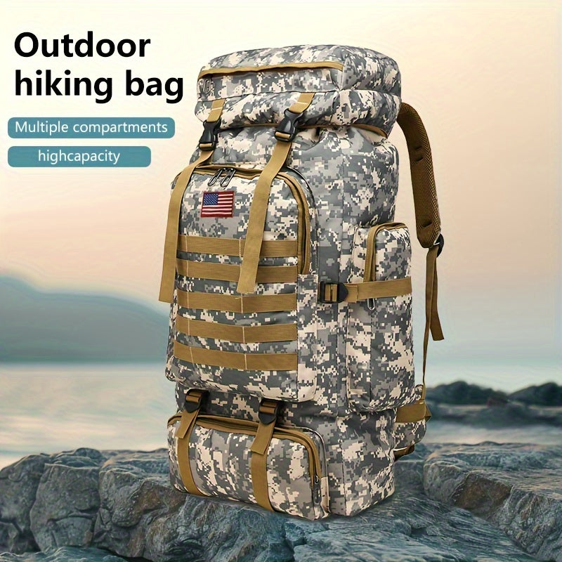 Tactical Hiking Backpack 80L Large Capacity – 3-Day Assault Pack, Molle System, Oxford Fabric, Unisex for Hiking, Camping, Hunting & Travel | Black, Camo, Desert, Gray, Khaki, Green