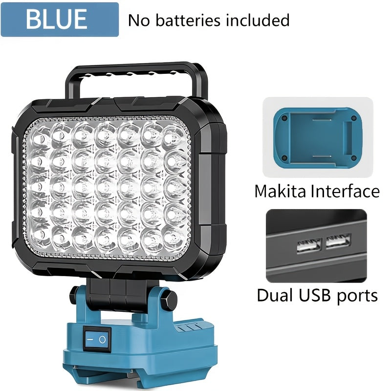 Cordless LED Work Light 140° Rotating Floodlight – Compatible with Makita 18V & Milwaukee M18, Ultra-Bright Job Site Construction Light for Garage, Auto Repair & DIY (Battery Not Included)