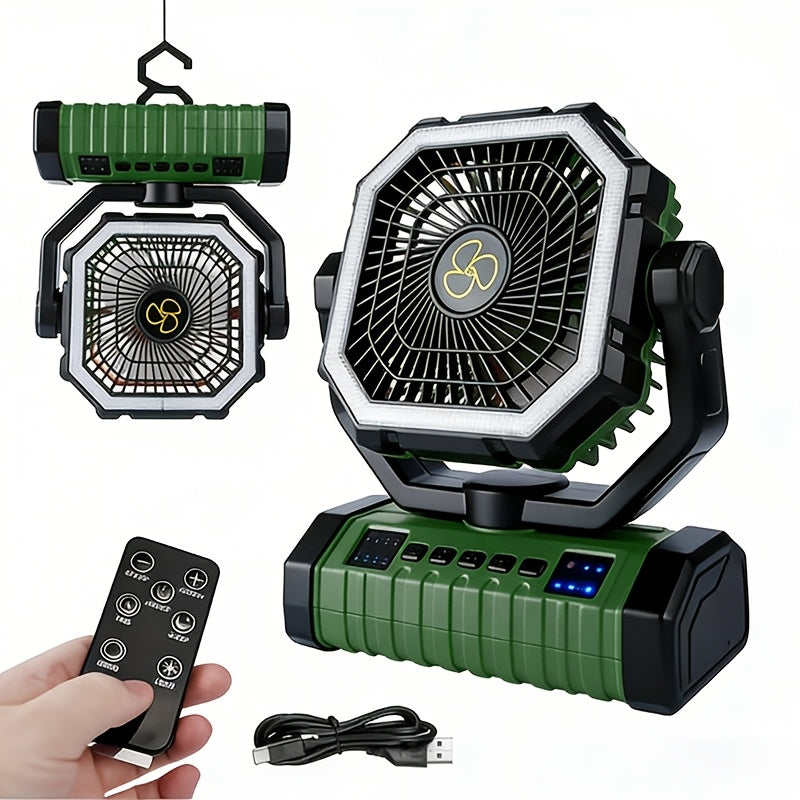 20000mAh Portable Camping Fan with LED Light USB Rechargeable – Battery Powered Tent Fan for Outdoor Hiking Fishing Travel