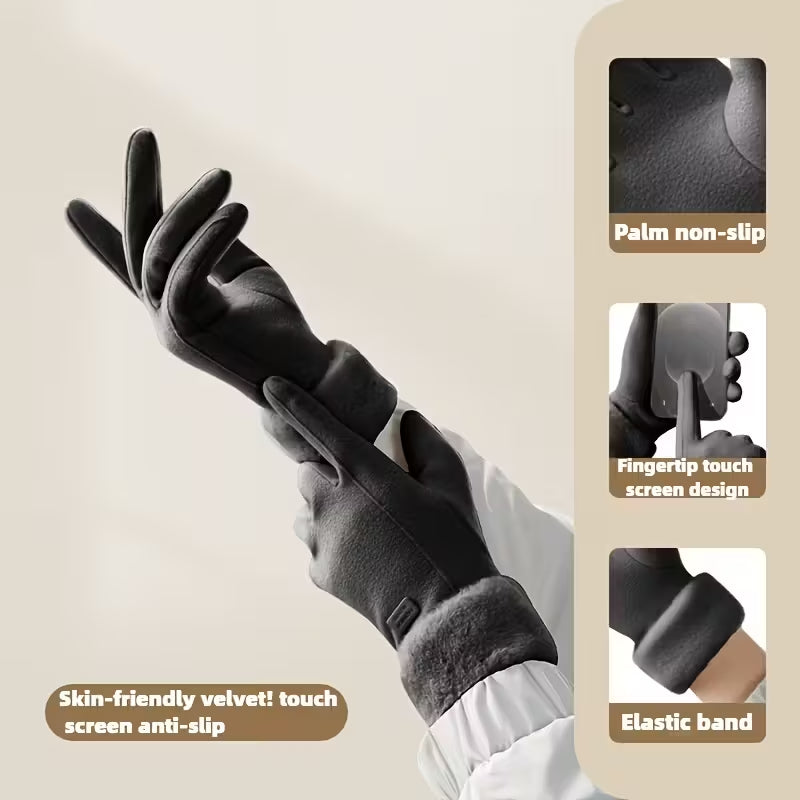 Women's Touchscreen Winter Gloves Windproof Fleece-Lined Thermal - 1/2/3 Pack for Cycling Outdoor Activities, Soft Warm Cold Weather Gloves Black Gray Blue Brown Pink