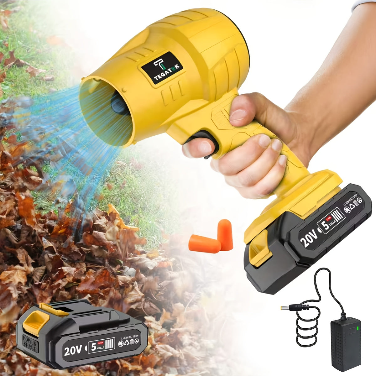 Cordless Leaf Blower 20V 20000RPM – Electric Handheld Blower with Battery & Nozzle for Leaves Dust Snow Car Drying Patio Garage Yard Cleanup – 2.0AH & 4.0AH Kit Options