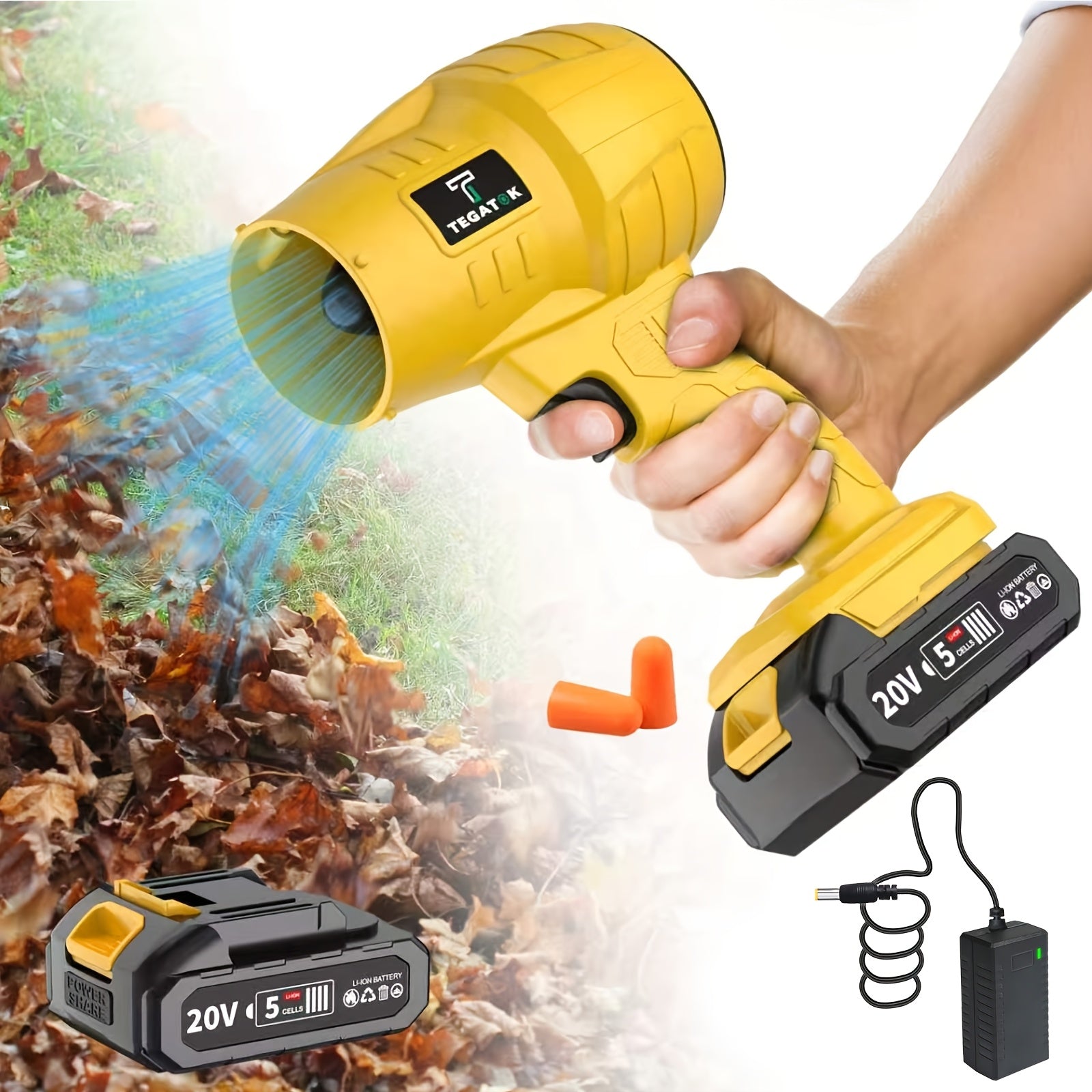 Cordless Leaf Blower 20V 20000RPM – Electric Handheld Blower with Battery & Nozzle for Leaves Dust Snow Car Drying Patio Garage Yard Cleanup – 2.0AH & 4.0AH Kit Options