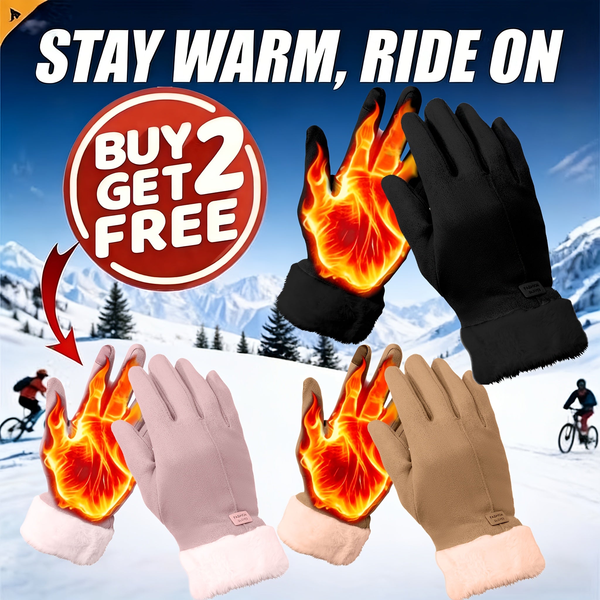 Women's Touchscreen Winter Gloves Windproof Fleece-Lined Thermal - 1/2/3 Pack for Cycling Outdoor Activities, Soft Warm Cold Weather Gloves Black Gray Blue Brown Pink