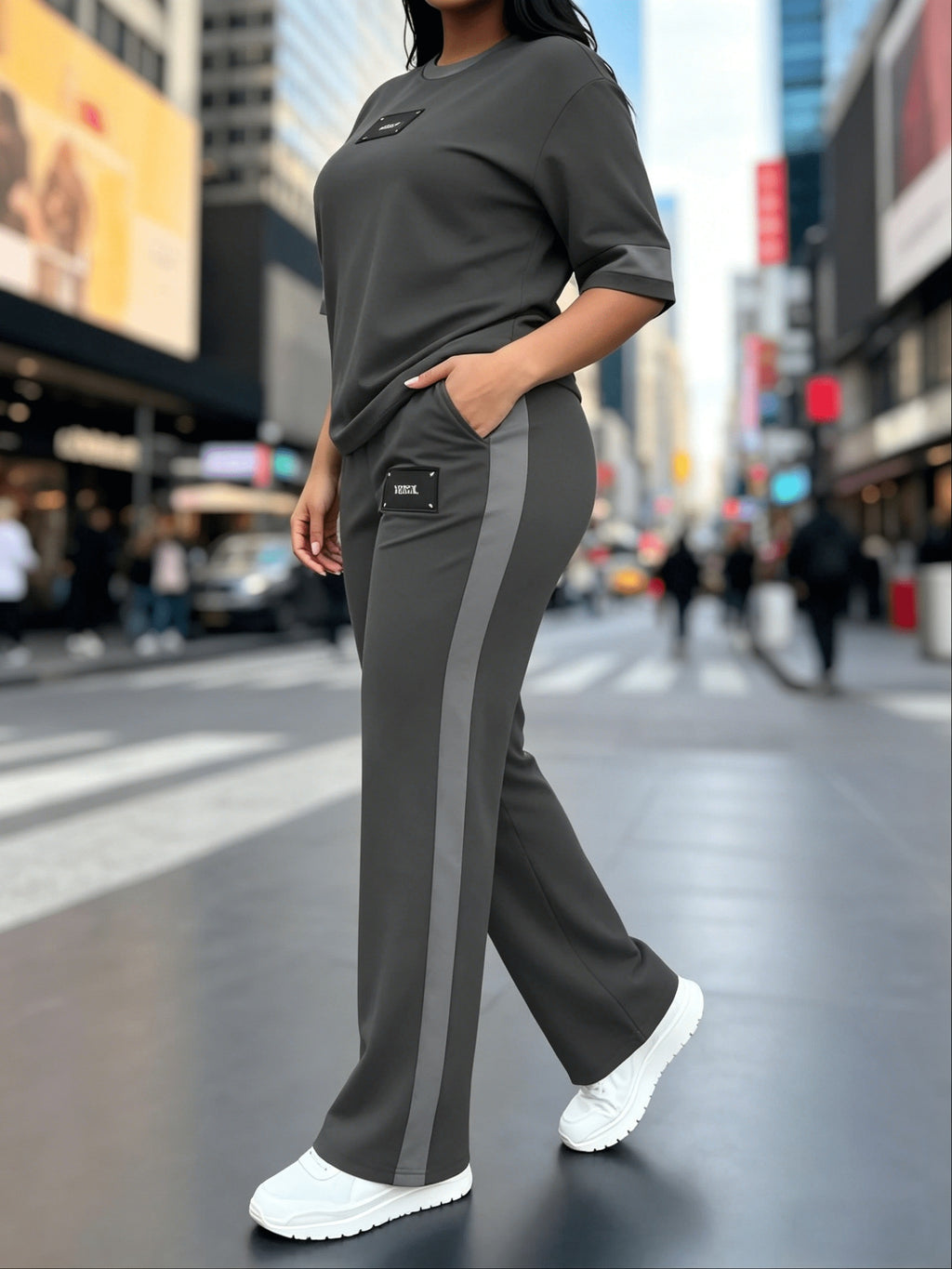 Women's Two-Piece Casual Set Long Sleeve Crew Neck Top Wide Leg Pants Stretchy Soft Loungewear Tracksuit Spring Summer Workout Commute Outfit S-XXL Multi-Color