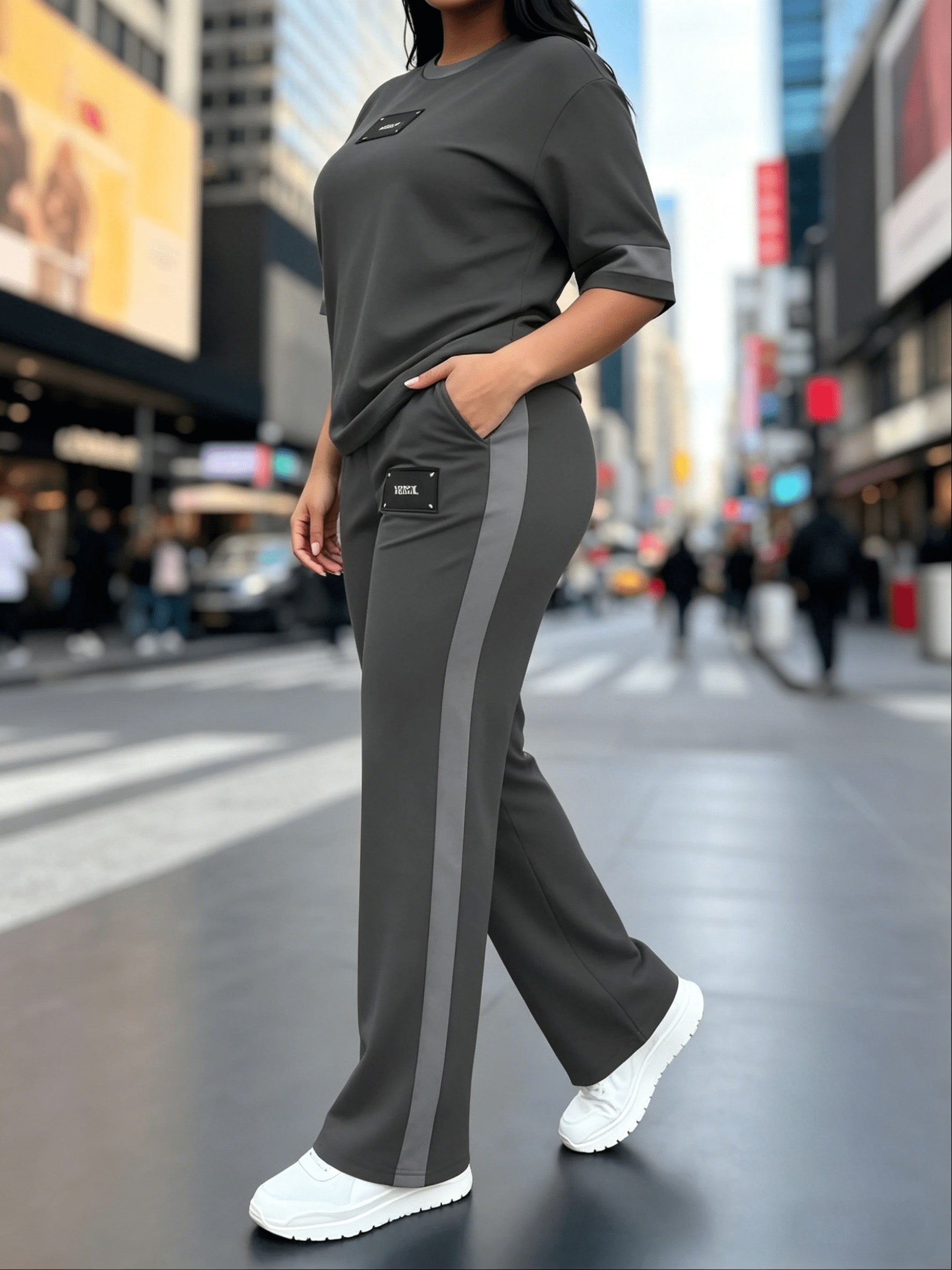 Women's Two-Piece Casual Set Long Sleeve Crew Neck Top Wide Leg Pants Stretchy Soft Loungewear Tracksuit Spring Summer Workout Commute Outfit S-XXL Multi-Color