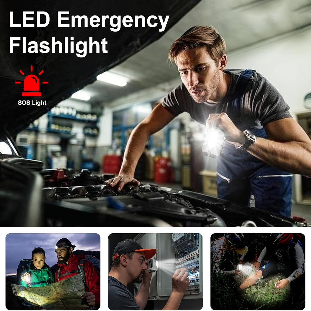 Wearable Belt Fan 10000mAh 3-in-1 – 40-Hour Hands-Free Cooling, 5-Speed 30000RPM Motor, Dual Clip, Built-In Flashlight & Phone Power Bank for Camping, Outdoor & Travel | 1 or 2 Pack