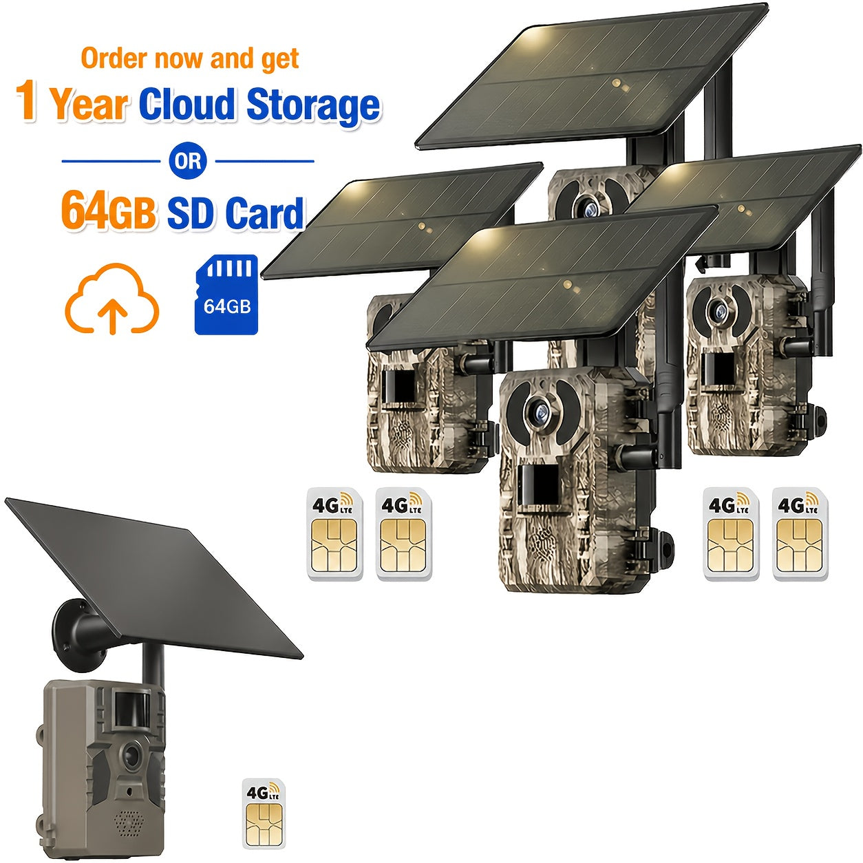 4G Trail Camera Wireless Outdoor – 2K 1440p Solar Security Camera, No-Glow Night Vision 75ft, 0.2s Trigger, Built-In SIM, No WiFi Needed | 1, 2 & 4-Pack Options