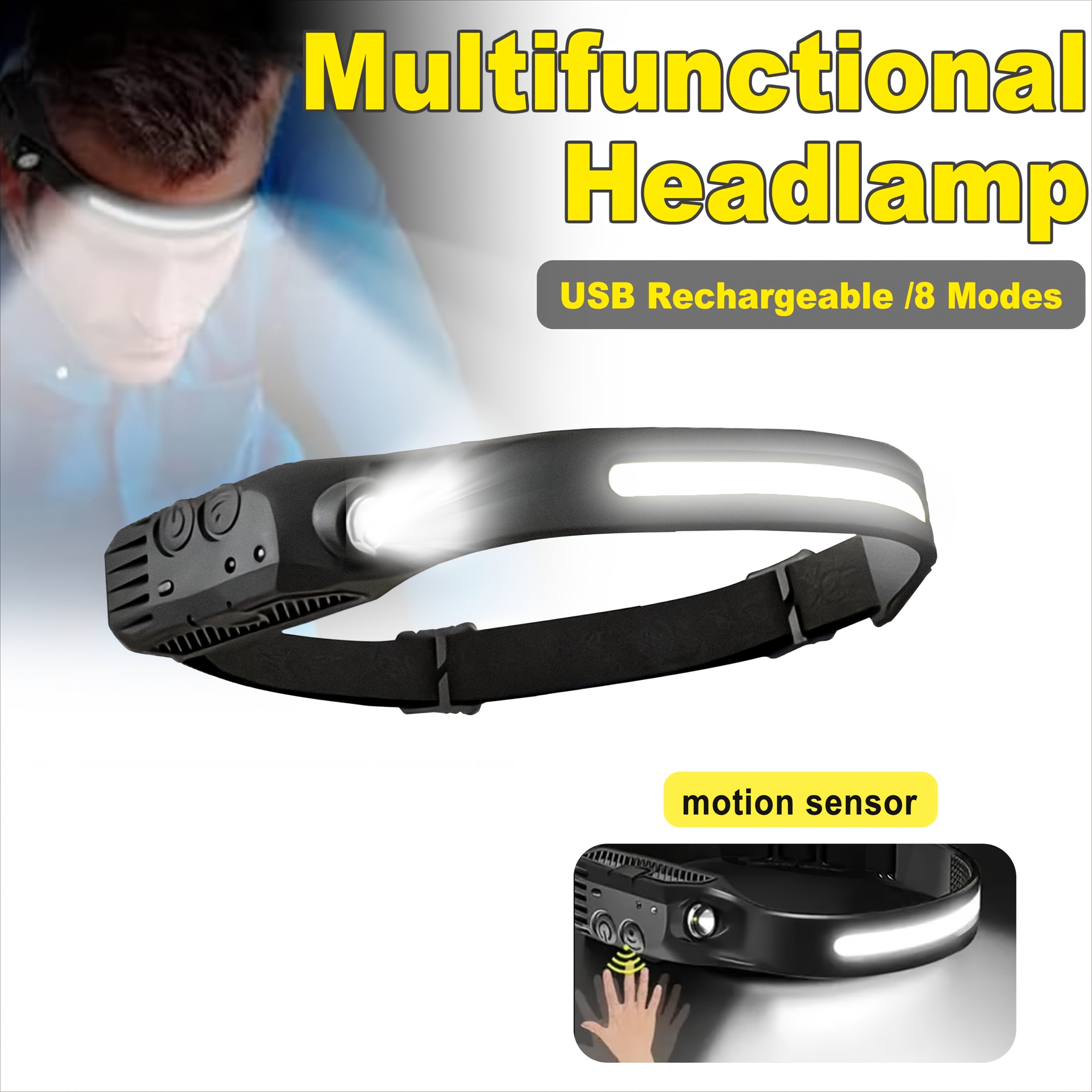 LED Headlamp Rechargeable 4 Pack USB Hands-Free Ultra Bright 1200mAh Adjustable Headband Work Light – Camping Hiking Running Fishing Repairing Emergency Headlamps for Adults